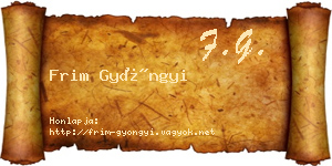 Frim Gyöngyi névjegykártya